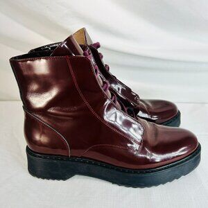 Mellow Yellow Women's Red Combat Boots Lace Up Ankle US Size 10.5